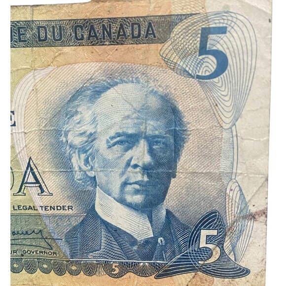 1979 Canada $5 Dollar Banknote With Fishing Scene & Sir Wilfrid Laurier Portrait - Picture 4 of 8